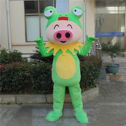 2019 high quality Adult size Cartoon Professional Quality Green Frog mascot cos Pig Frog custom fancy costume kit mascotte theme fancy dress