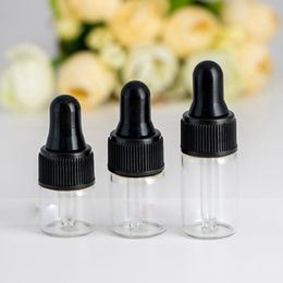 American Hot Sale 1ml 2ml 3ml 5ml Amber Clear Tincture Bottles Empty Mini Dropper Bottles For E liquid Ejuice Essential Oil Sample Vial