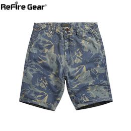 ReFire Gear Camouflage Army Tactical Short Men Summer Cotton Washable Fight Cargo Short Quick Dry Washable Casual