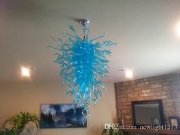 High Quality Flower Shape Blue Blown Glass Chandelier Lighting House Party Ceiling Light