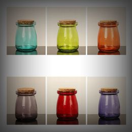 Colourful Portable Glass Bottle Dry Herb Tobacco Wooden Cork Seal Container Storage Stash Case Box Jars Holder Bong Grinder Smoking Tool DHL