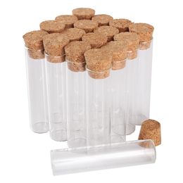 wholesale 100 pieces 6ml 16*65mm Test Tubes with Cork Lids Glass Jars Glass Vials Tiny Glass bottles for DIY Craft Accessory