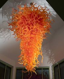 Lamps Fashion Big Orange Crystal Chandeliers Pendant Lamp Lights Hand Blown Glass Chandelier Light