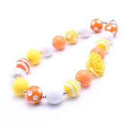 Orange Colour Halloween Baby Kid Chunky Necklace Fashion Toddlers Girls Bubblegum Bead Chunky Necklace Jewellery Gift For Children