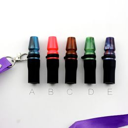 Colourful Bullet Shape Epoxy Resin Test Tip Holder Handle Mouthpiece Silicone Portable Sling Hang Rope For Hookah Shisha Smoking Tool