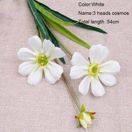 10Pcs Simulation 3heads Cosmos Silk Flowers for Home Decoration Wedding Flower Wall Backdrop Bride Holding Bouquet Fake Flowers