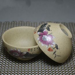 Coarse Pottery Lotus Tea Cup Handpainted Peony Porcelain Drinkware Teacup cups for puer Oolong Ceramic Cup