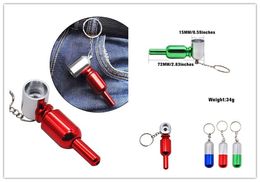 Mini Keychain Metal Smoking Pipe Capsule Shape Pill Style Tobacco Herbal Cigarette Philtre Hand Pipes Tool Holder Accessories
