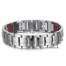Men Jewellery Healing magnetic Bangle Balance Health Bracelet Silver Titanium Bracelets Special Design for Male