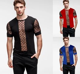 Mens Designer Hip Hop t shirts 2020 New Style Sexy Sheer T Shirt Mens Fashion Panelled Slim Fit T-shirts Summer Short Sleeve Tee Skate Tops