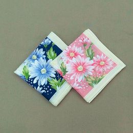 Printed handkerchief 12PCS 43 x 43CM 60s Women's Japanese and Korean pure cotton Printed Fresh Small Square