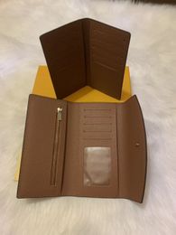 2022 Top quality original leather classic designer wallet fashion leather long purse money bag zipper pouch coin pocket note designer clutch