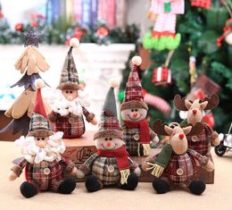 Three Patterns Hot Selling Cute Santa Snowman Deer Shaped Doll ChristmasFestival Gift Doll Christmas Tree Hanging Ornament GB975
