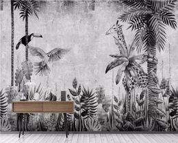 Beibehang Custom wallpaper mural medieval hand-painted tropical rainforest plant landscape TV background wall mural 3d wallpaper