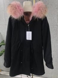 winter snow coats wolf fur jackets pink raccoon fur trim Mukla furs pink brown coyote fur lining black long women parkas Germany