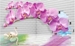 Custom wallpapers 3D stereo orchid space background wall 3d murals wallpaper for living room