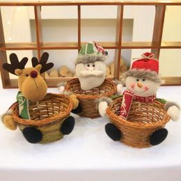 Christmas Candy Storage Basket Decoration Santa Claus Snowman Deer Storage Basket Gift Christmas Decorations for Home