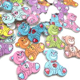 300Pcs Mix Wood Buttons Bear Craft Scrapbook Sewing Appliques 29mm WB406