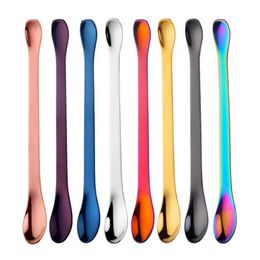 2023 NEW 304 Stainless Steel Family Sugar Spoon Coffee Mixing Spoon Double Head Powder Spoon LX8048