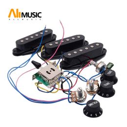 Electric Guitar Pickup Wiring Harness Prewired 5-way Switch 2T1V SSS SSH 1T1V HH Pickup for ST Electric Guitar Black-White