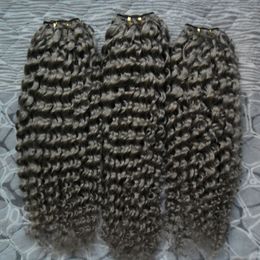 Human Hair Bundles 3PC Brazilian Hair Weave Bundles kinky curly Grey Colour 100% Human Weave Bundles Non-Remy Hair Extension