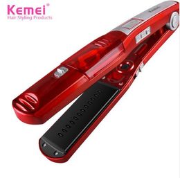 10pcs KeMei Steam Hair Straightener Nano Ceramic Coating Plate Hair Straightening Iron Vapor Hair Styling Tools Fast Heating KM-3011