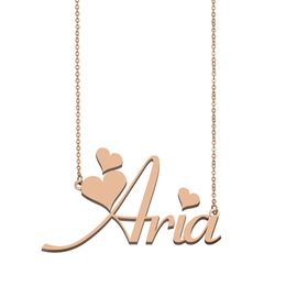 Aria Name Necklace Pendant for Women Girlfriend Gifts Custom Nameplate Children Best Friends Jewelry 18k Gold Plated Stainless Steel