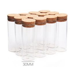 30*70mm 30ml Glass Vials Jars Test Tube With Cork Stopper Empty Glass Transparent Clear Bottles SN2815