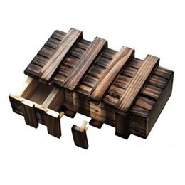 -Vintage caja de rompecabezas de madera con cajón secreto mágico Compartimiento de madera Rompecabezas Juguetes Rompecabezas Niños Cajas de madera de juguete de regalo