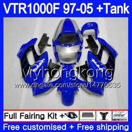 Body For HONDA SuperHawk VTR1000F 97 98 99 00 01 02 256HM.1 VTR1000 F Blue black hot VTR 1000 F 1000F 1997 1998 1999 2000 2001 2002 Fairing