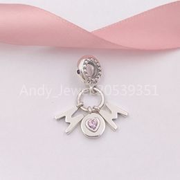 Andy Jewel Authentic 925 Sterling Silver Beads Perfect Mom Dangle Charm Soft Pink & Lilac Crystal Charms Fits European Pandora Style Jewellery Bracelets
