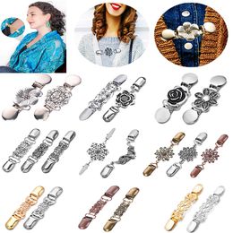 New Antique Copper Silver Vintage Womens Scarf Flower Brooch Clip Cardigan Sweater Clips Lapel Pins Brooches Jewellery Gifts for Girl Women
