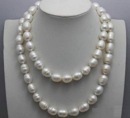 Wholesale 12- 13mm baroque south sea white pearl necklace 38 inch 14k gold clasp