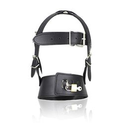 Bondage High Quality PU Leather Gimp Head Harness Riding Fancy Hood Mask Lockable #R52