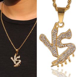 New Fashion Gold Plated Bling Bling Rhinestone Mens Womens VS Letter Pedant Necklace Hip Hop Rapper Sports Game Jewellery Gifts for Men Women
