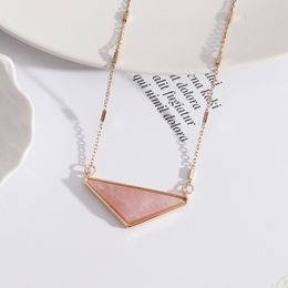 Triangle Blue Pink Quartz Turquoise Necklace Natural Stone Brand Gold Plated Necklaces for women Jewellery Gift