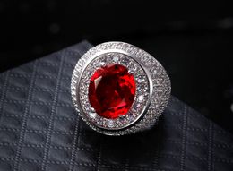 Fashion-Beautiful Ring With Big Champagne/Clear And Siam Red Zirconia Crystal Colourful CZ Jewellery Luxury full finger Ring Femal