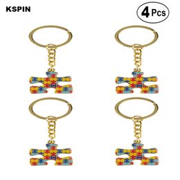 Autism Fashion Key Chain Brooches Lapel Pin Flag badge Brooch Pins Badges 4PC