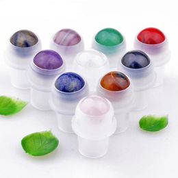 Natural Gemstone Roller Ball For 5ml 10ml THICK Essential Oil Perfumes Oil Liquids Bottle Roll On Bottles 10 Colours LX2227