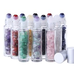 10ml Essential Oil Bottle Natural Gemstone Roller Ball Bottles Clear Perfumes Liquids Roll On Bottles