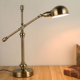 School Decorative Table Lamps Primitive Desk Reading Lamp Library Study Room Desk Light Iron Work Office Light Escritorio