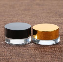 5ml glass stash jar container 5g custom logo clear wax dab container mini small cosmetic jar with black white gold lid SN611