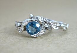 Romantic and lovely blue diamond is born in standard pure silver wedding engagement ring size 6-10