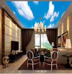 Custom Photo Zenith ceiling mural blue sky and white clouds Ceiling Mural Paintings Living Room Ceiling Wallpaper Papel Pintado Pared