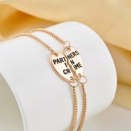 Europe Style Partners In Crime Letter Hearts Alloy Friendship Bracelets Jewellery Friendship Gifts To Best Friend