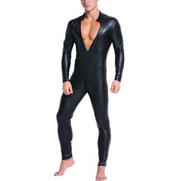 Exotic Apparel Men/Women Sexy Clothes Catsuit Lingerie Wetlook Shiny PU Leather Bodysuit Clubwear Jumpsuit Plus Size S-6XL