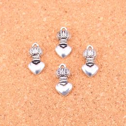 67pcs Charms perfume heart crown Antique Silver Plated Pendants Making DIY Handmade Tibetan Silver Jewellery 17*9mm