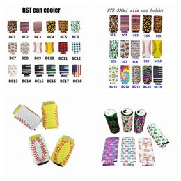 Slim Can Beer Insulators Premium Neoprene Beverage Cooler Collapsible Cola Soda Bottle Koozies Cactus Leopard Can Sleeve ZZA1165