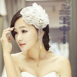 2023 New Bling Bling Crystal Adorned Wedding Accessories Bridal Hair Accessories Tiaras Headpiece Bridal Hat Tulle Birdcage Flower Headdress