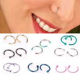 1Pc Stainless Steel 6/8/10mm Nostril Nose Hoop Stud Ring Clip On Body Fake Piercing Jewelry Accessory